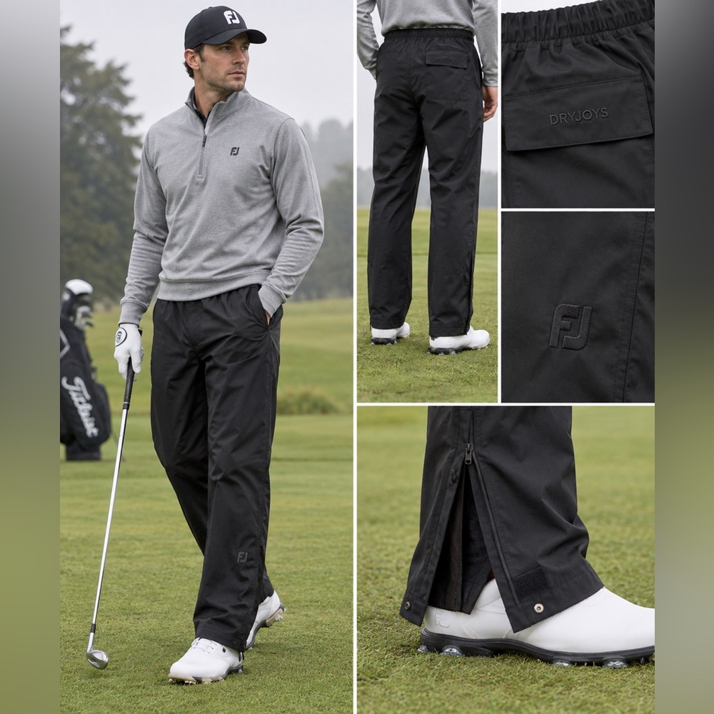 FootJoy DryJoys Men's L Black Waterproof Golf Rain Pants 32" Inseam FJ